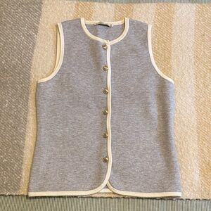 Abercrombie & Fitch Gray Sweater vest with Cream Trim